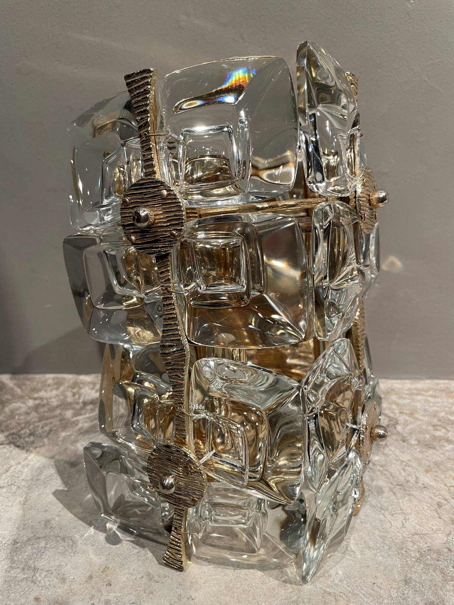 Pair of crystal wall lights in the Sciolari style.