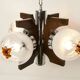 Lustre mazzega Murano 4 boules et teck 1960