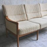Canapé 3 places Mid-Century Design Scandinave Teck et Tissu