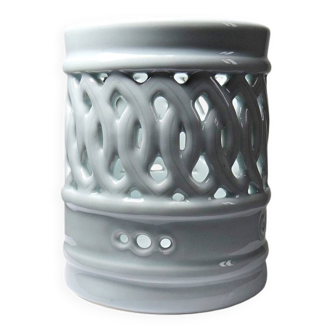 Celadon reticulated porcelain brush holder, Korea, Joseon style, 20th century.