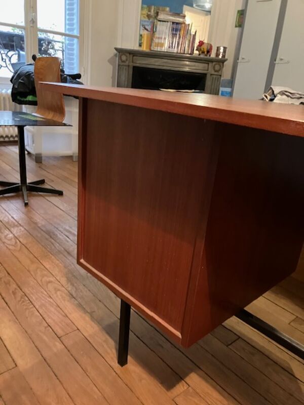 Bureau vintage années 60 bois et métal