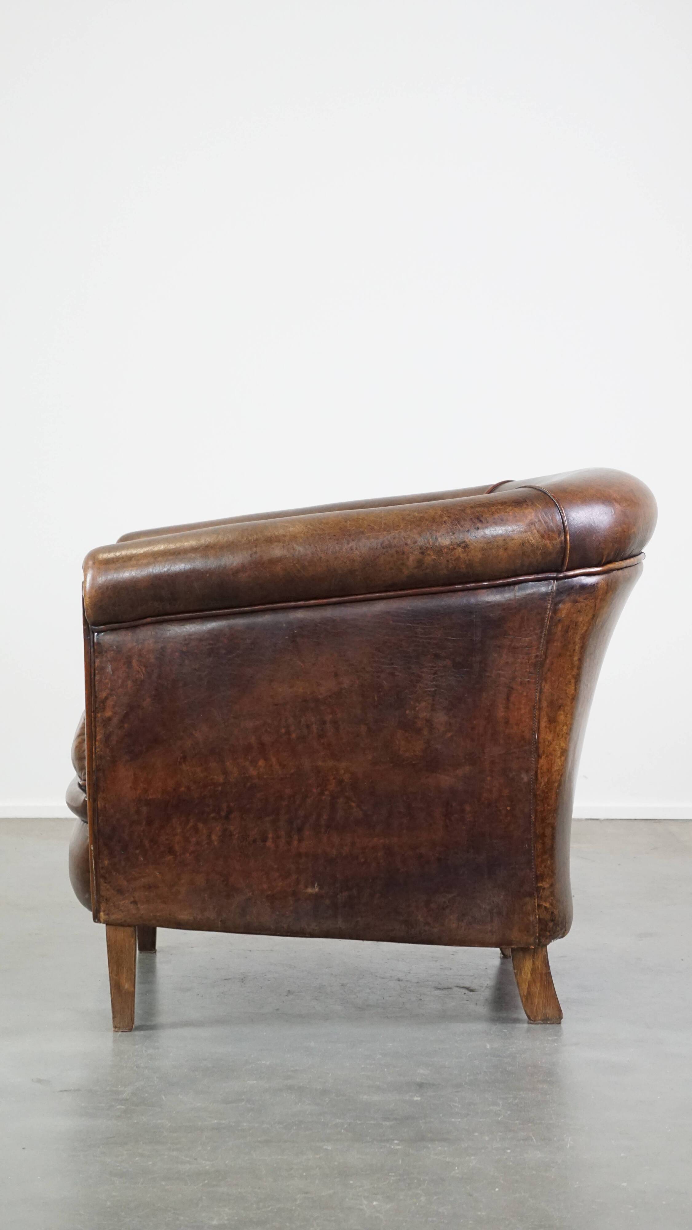Fauteuil club en cuir de mouton
