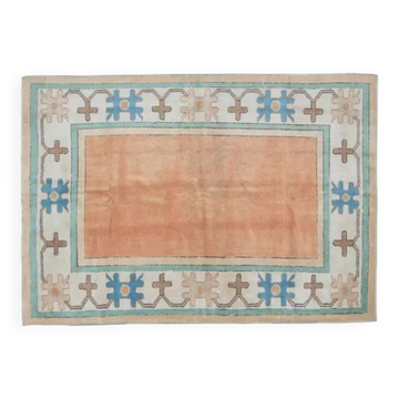 Tapis turc fait main en laine et coton orange, années 1970