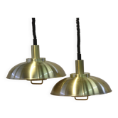 Danish pair of brass colour ceiling lamps attributed to the company Frandsen 1