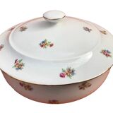 Antique PN France soup tureen White porcelain with gold edging and brass decoration