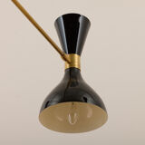 8 arms Italian chandelier with diabolo shades in Stilnovo style