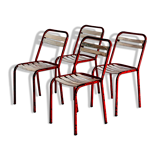 Set of 4 vintage chairs in iron and wood, France 1950