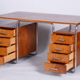 Bauhaus Restored Writing Desk Made in 1930s by Robert Slezak, Czechia, Beech Plywood, High Gloss