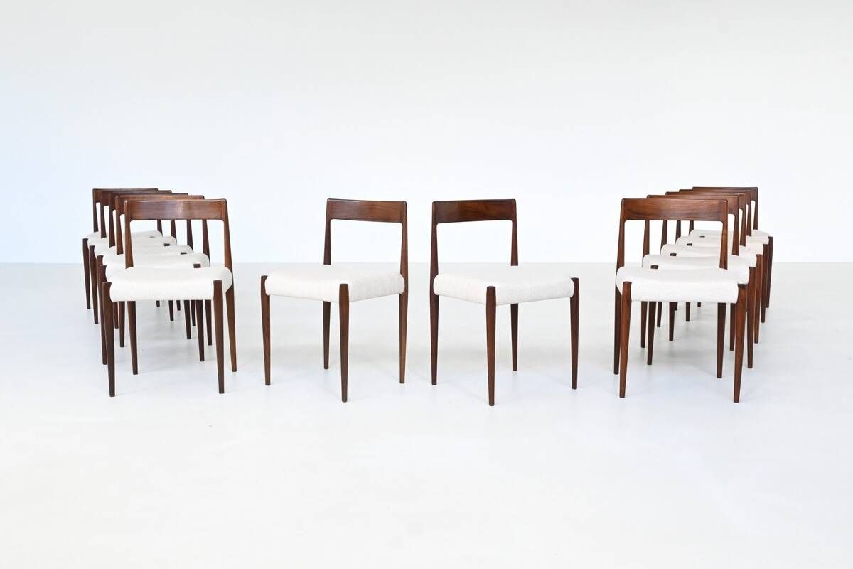 Kai Kristiansen set of twelve dining chairs rosewood Fritz Hansen Denmark 1961
