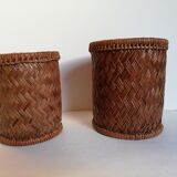 Duo of braided wicker pots