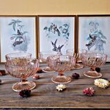 Vintage rosaline arcoroc luminarc pink glass ice cream cups (set of 6)