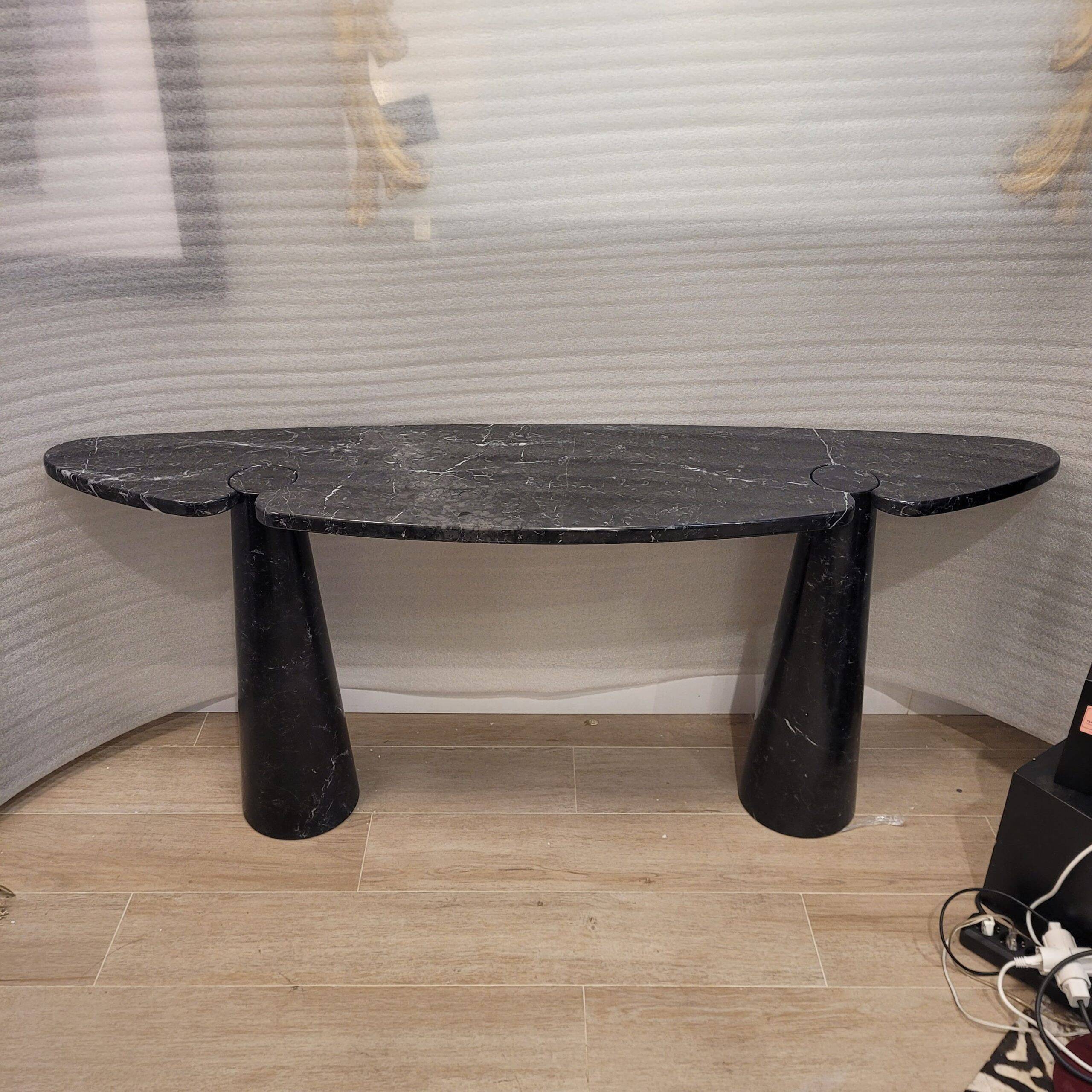 Console EROS, black Marquina marble, Angelo Mangiarotti for Skipper, 1970