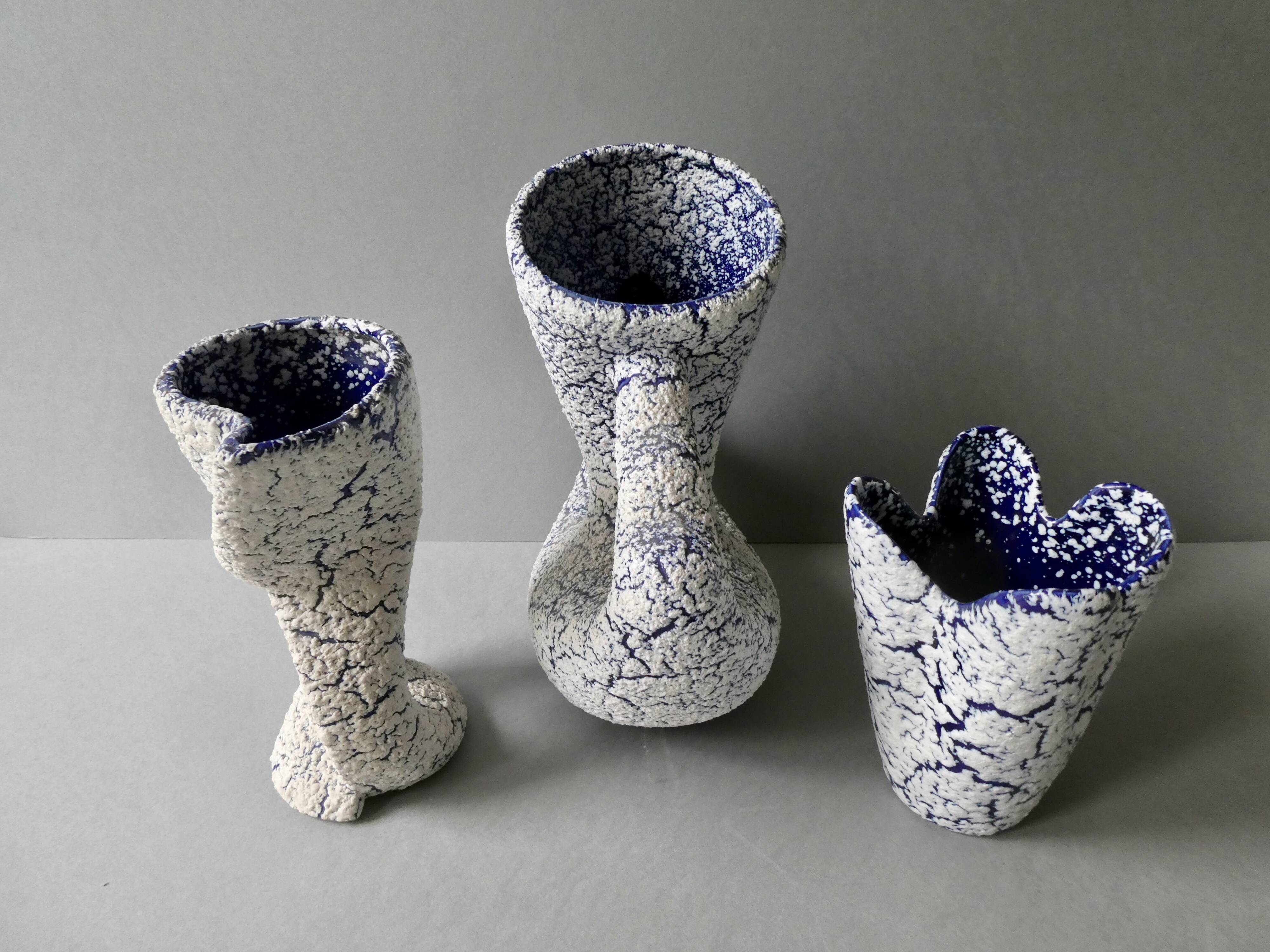 Trio of tense ceramic vases, 70s