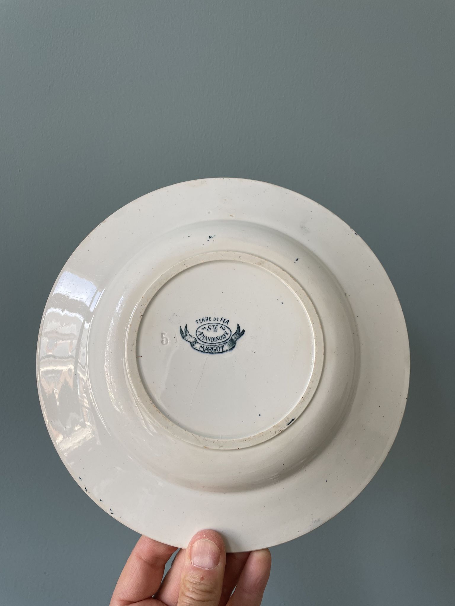 Set of 7 mismatched hollow plates Terre de Fer XIXth