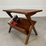 Table d'appoint pieds compas porte livre années 50