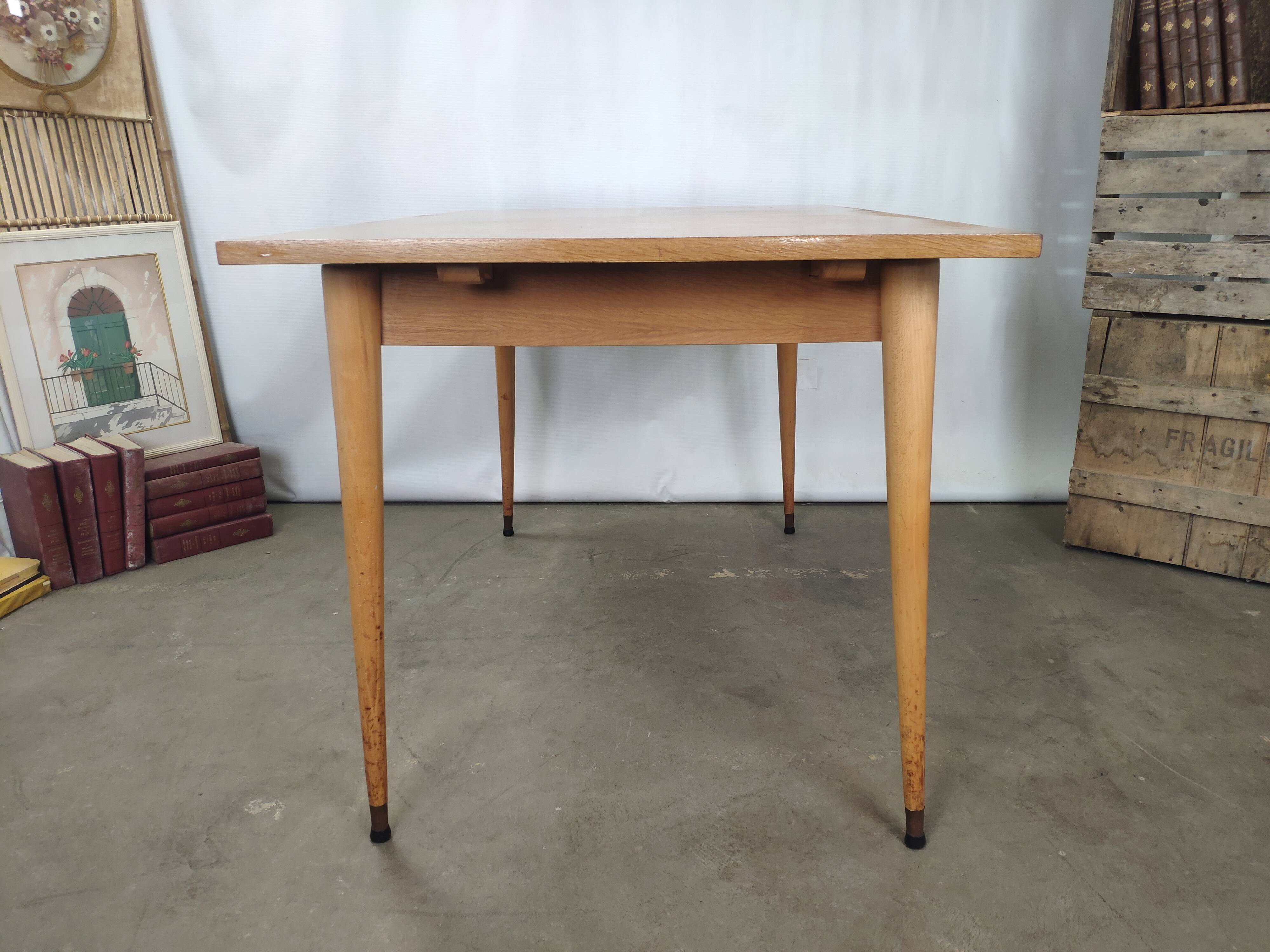 Dining table light oak foot vintage compass