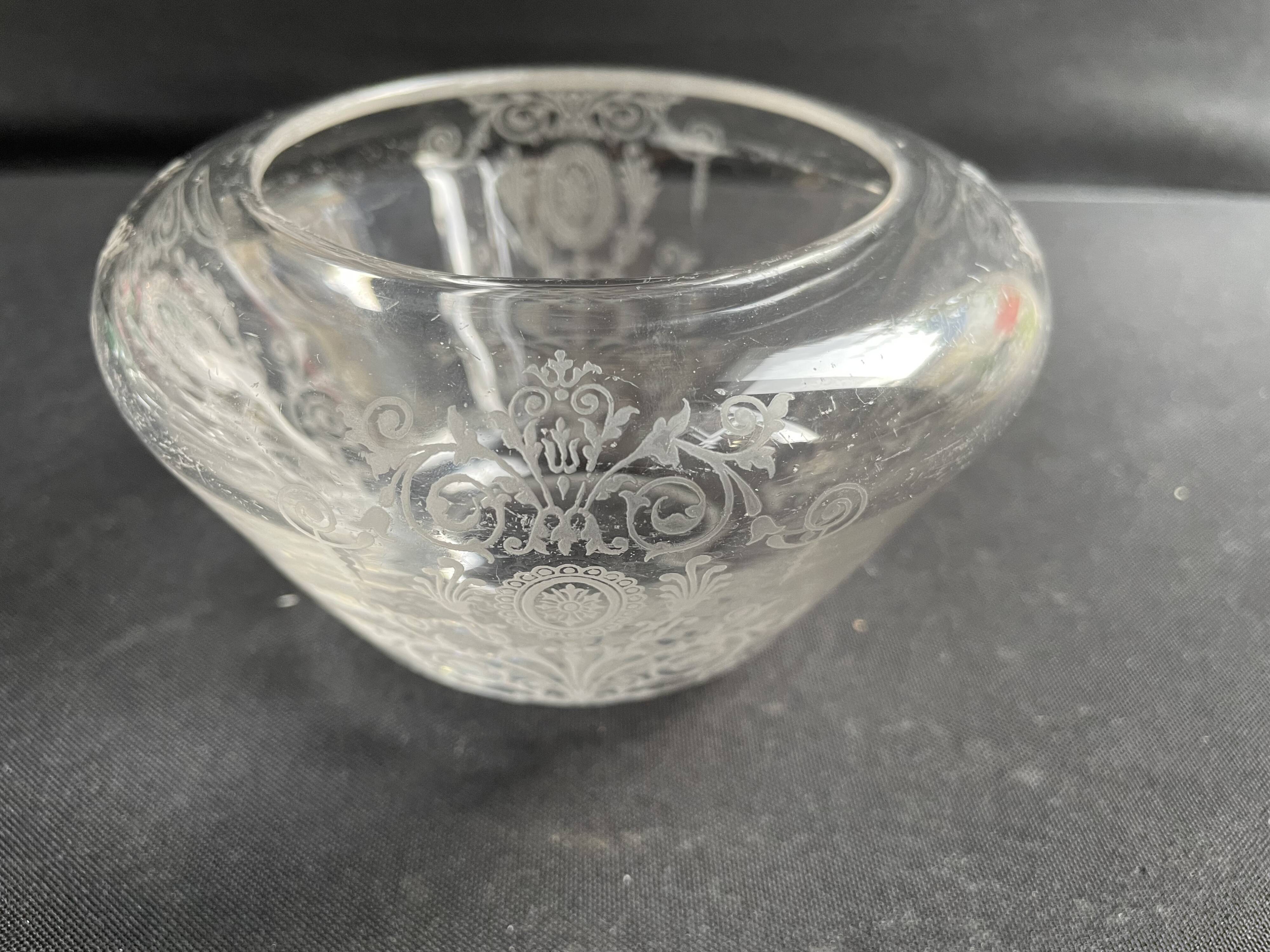Acid etched crystal vase