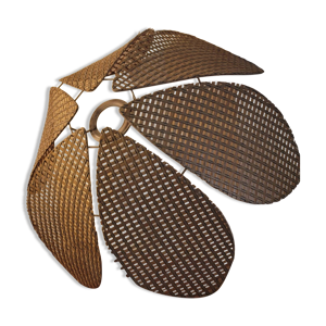 Suspension fleurs rotin