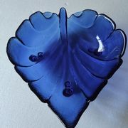 Blue glass fruit bowl