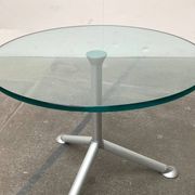 Postmodern Italian side table from the Help series in glass by Paolo Bistacchi for Albed, Milan.