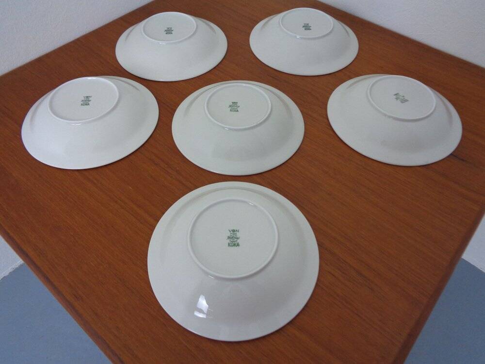 Swedish Stoneware Koka Soup Plates by Hertha Bengtson for Rörstrand, 1960s, Set of 6