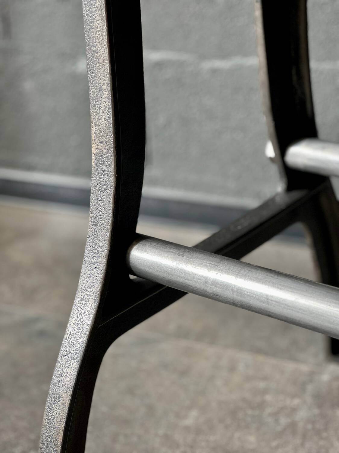 Industrial table with cast iron legs