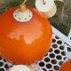 Set of 5 orange glass ball pendants from the 70s