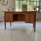 Scandinavian "boomerang" two-sided teak desk Midtjydsk Mobelfabrilk