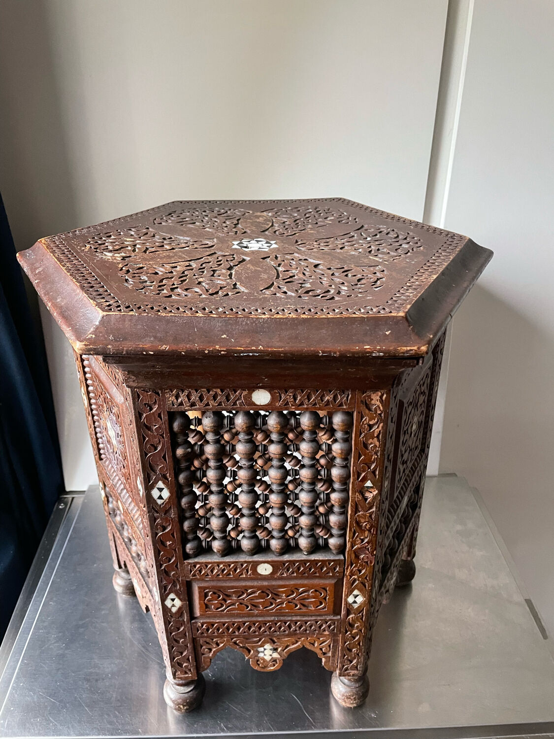 Antique Ottoman Turkish octagonal table