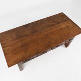 Table console espagnole ancienne en bois de chêne, avec 2 grands tiroirs du 18ème siècle.