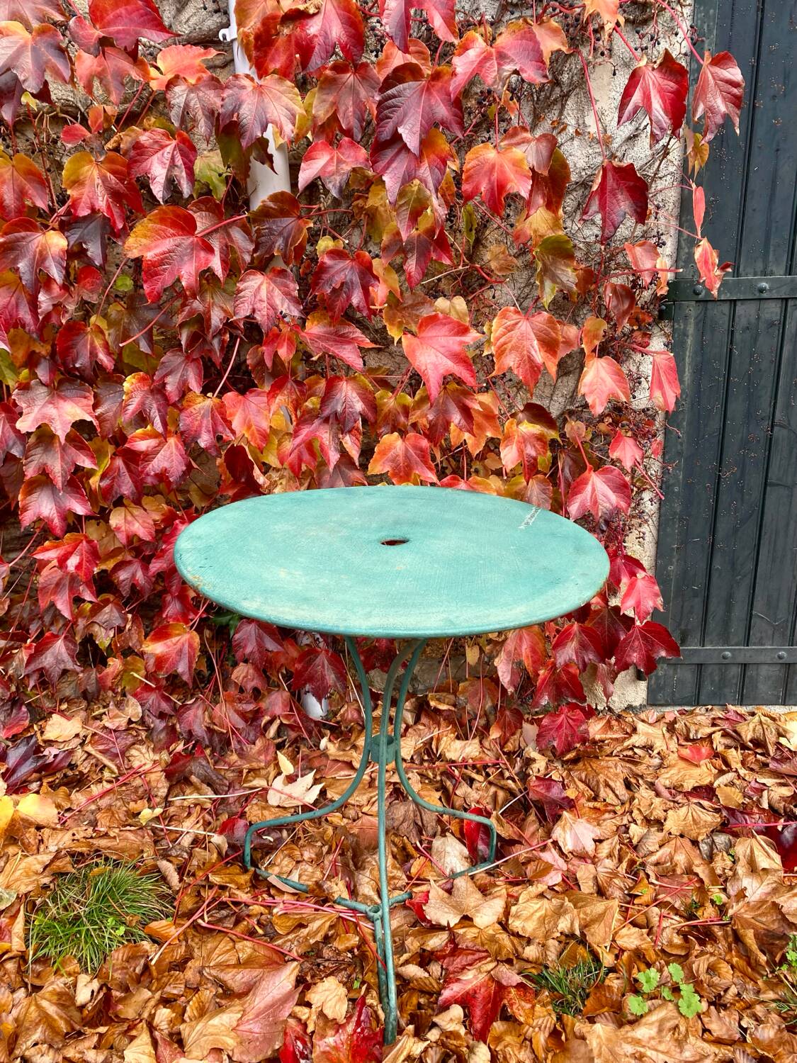 Table de jardin vintage verte