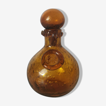Amber and bubble glass bottle Biot