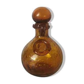 Amber and bubble glass bottle Biot