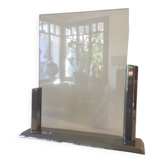 old large photo holder frame (24cmx18cm) - chrome metal - ART DECO - modernist