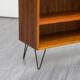 High walnut wood row, metal legs
