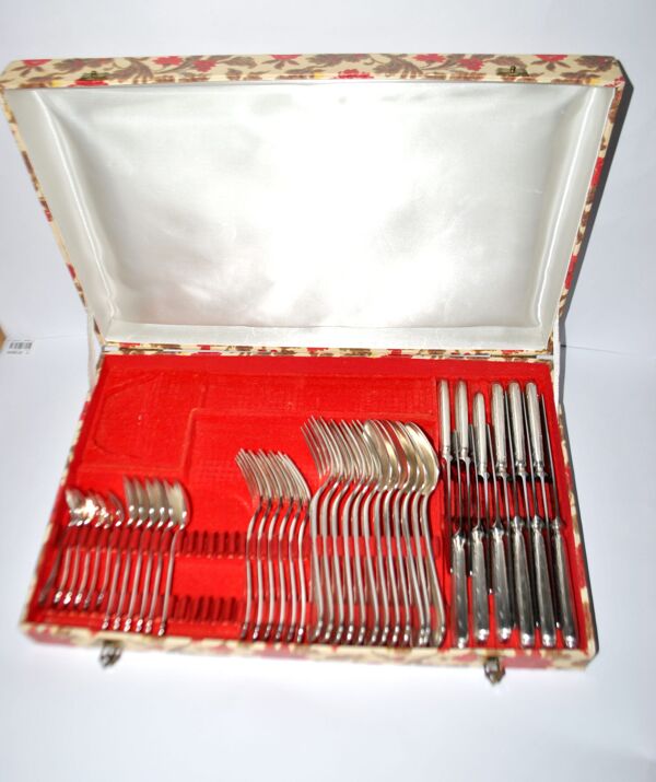 Ercuis ménagère trianon en métal argenté – set de 42 couverts de table ruban croisé