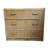 Rattan wicker bamboo mid century chest of drawers