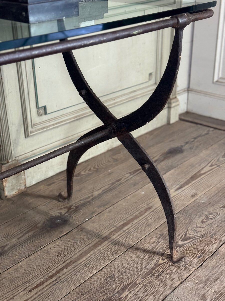 Wrought iron workshop table from around 1900
