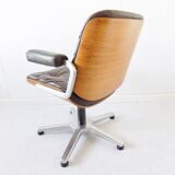Chaise de bureau en cuir Stoll Giroflex par Karl Dittert moderne du milieu du siècle