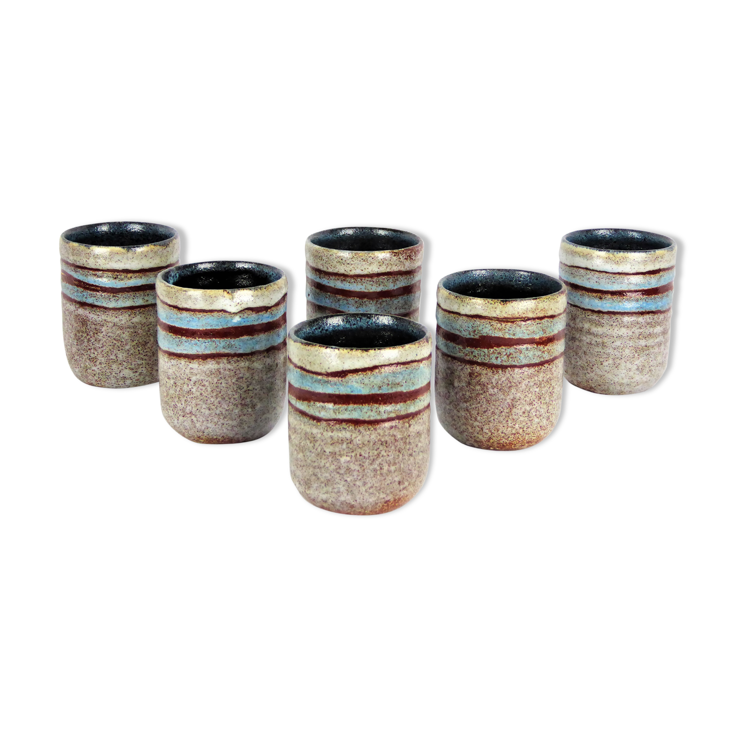 6 Accolay ceramic cups, 1950