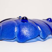 Decorative deep blue glass leaf plate, Italy, 1960s.