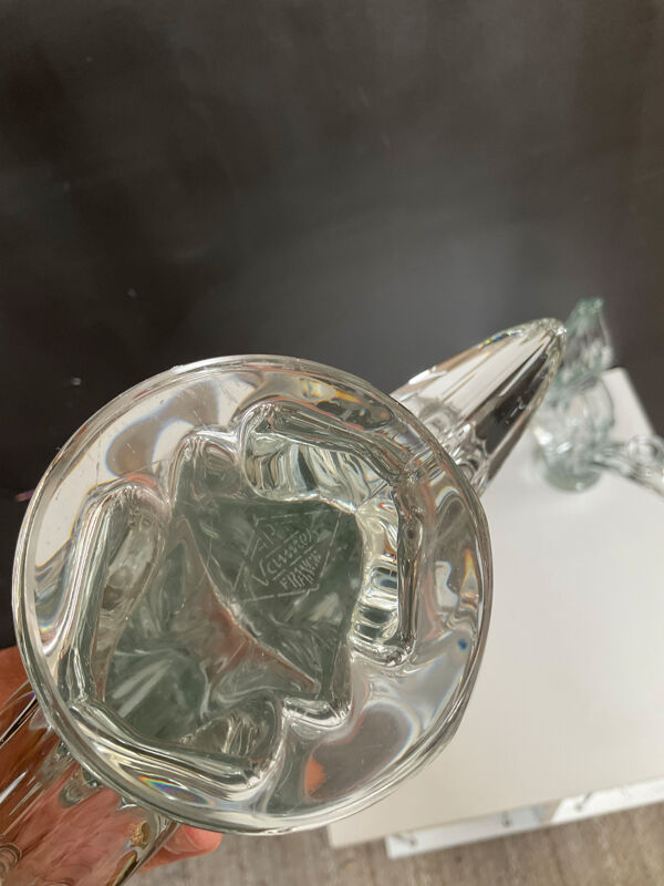 Paire de bougeoirs vintage en cristal de Vannes