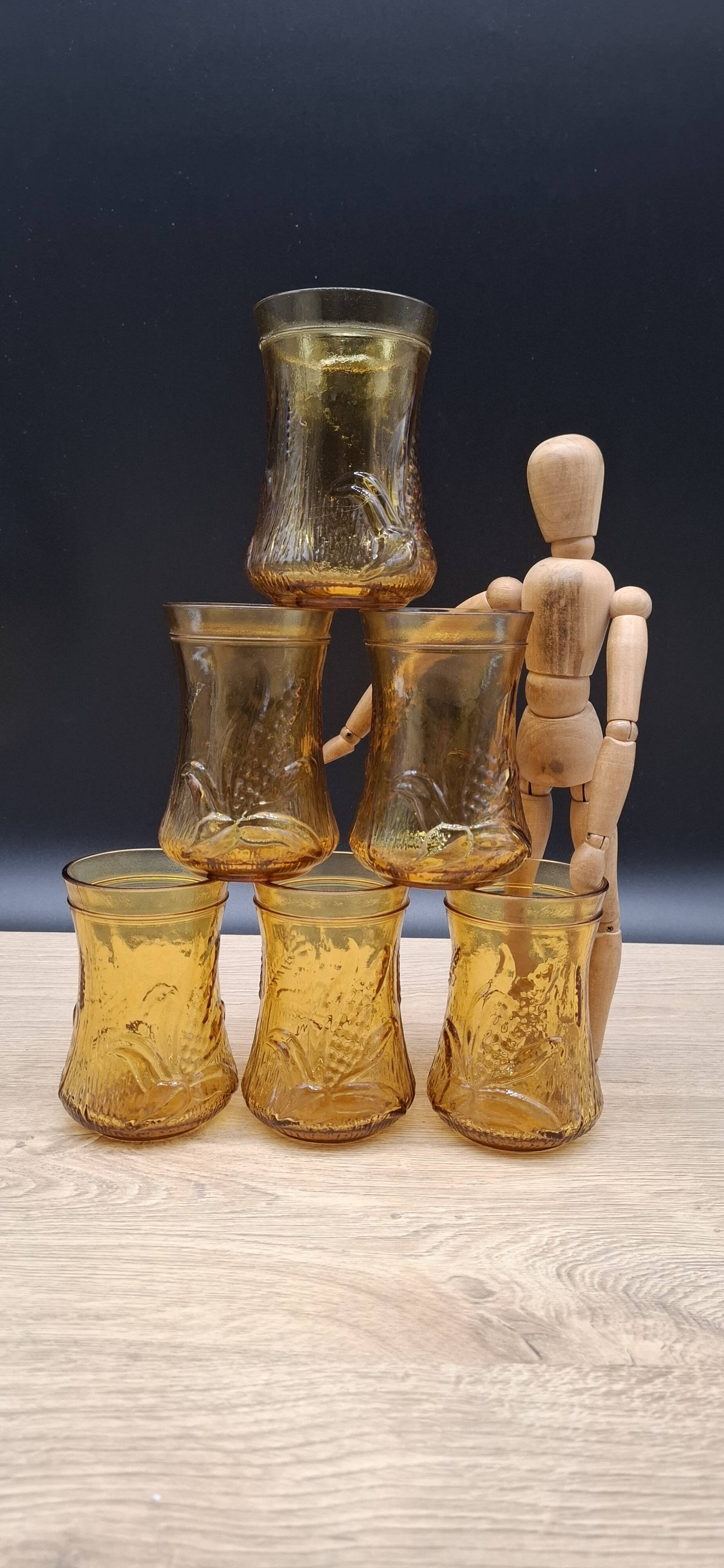 Set of 6 Italian ochre glasses