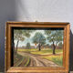 Painting oil on panel old countryside landscape gilded framing