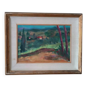 Nature morte de papalia sarino (1898/1958) huile sur panneau paysage
