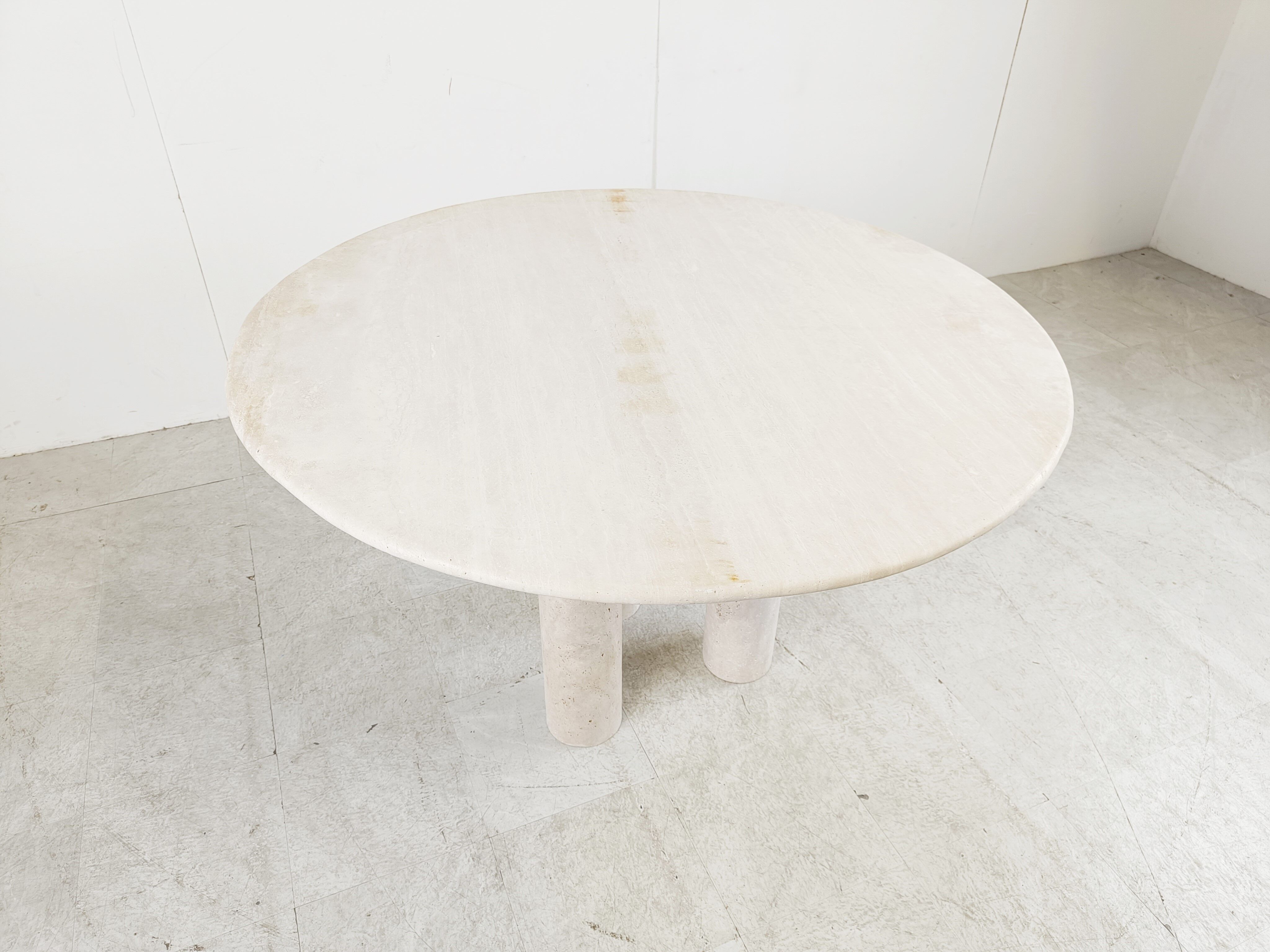 Round Italian travertine table from the 1970s