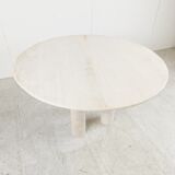 Round Italian travertine table from the 1970s