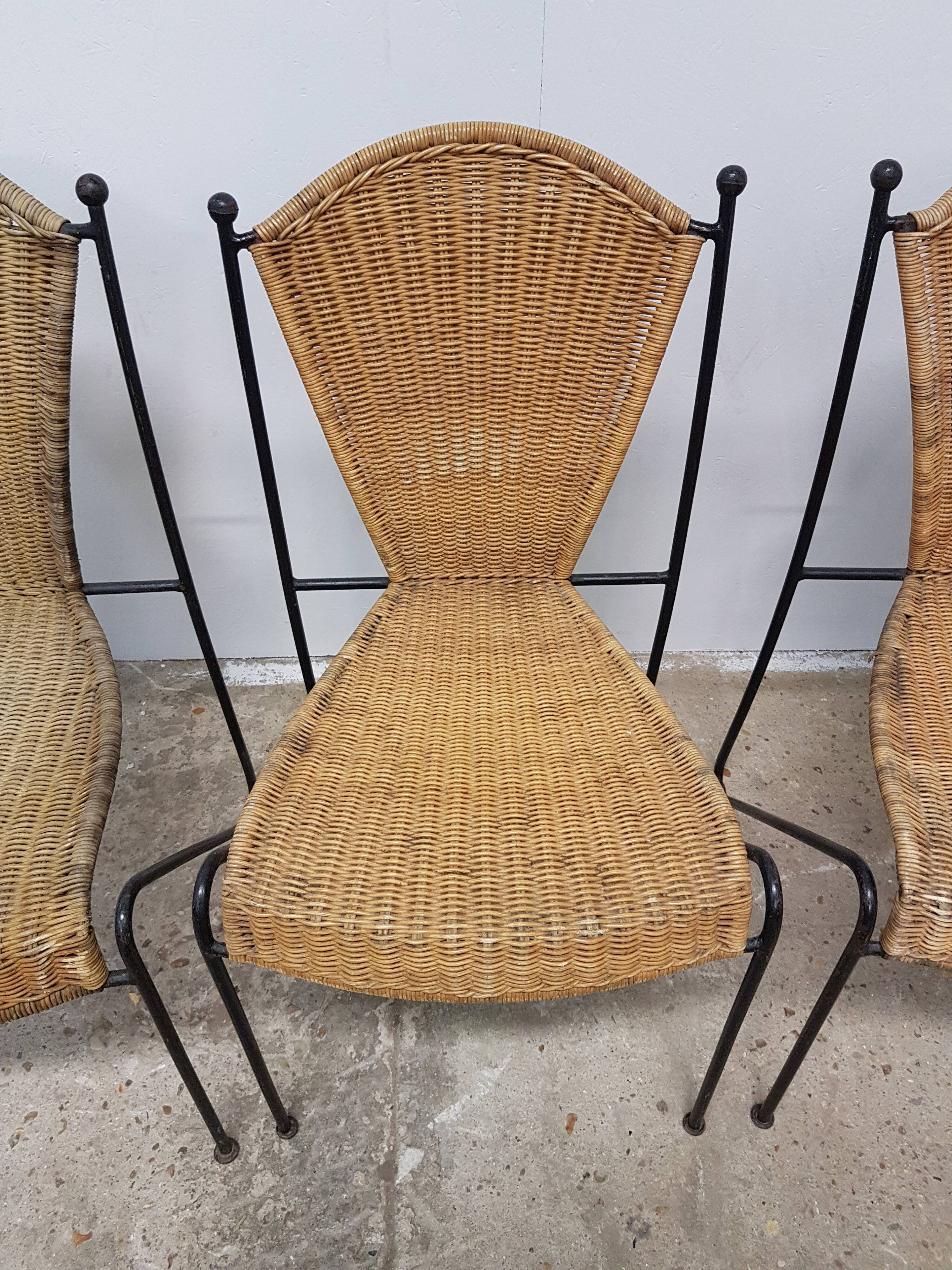 Vintage wicker and black steel chair