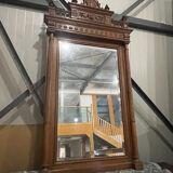 Miroir biseauté de style Henri ii en noyer renaissance fin XIX