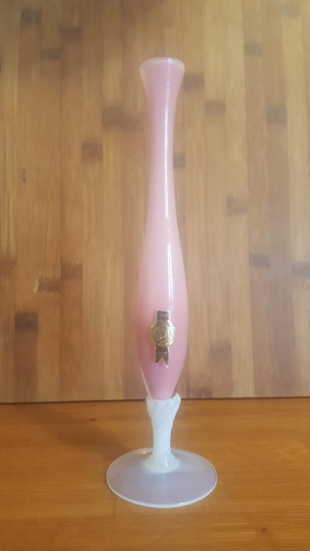 Vintage pink opaline soliflore vase Height 24 cm